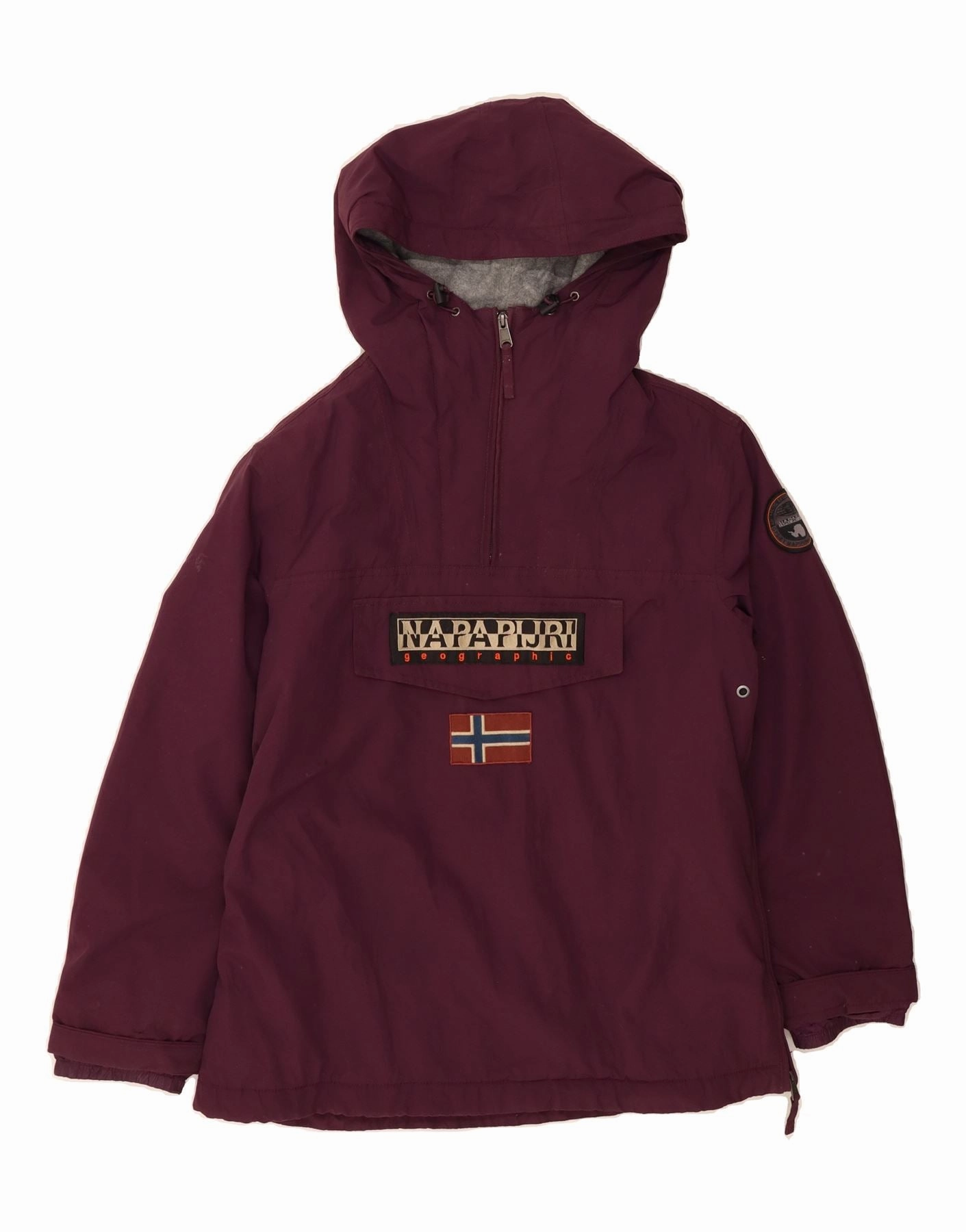 NAPAPIJRI Boys Graphic Hooded Anorak Jacket 15-16 Years XL  Maroon Ceremony FlexibleMovement