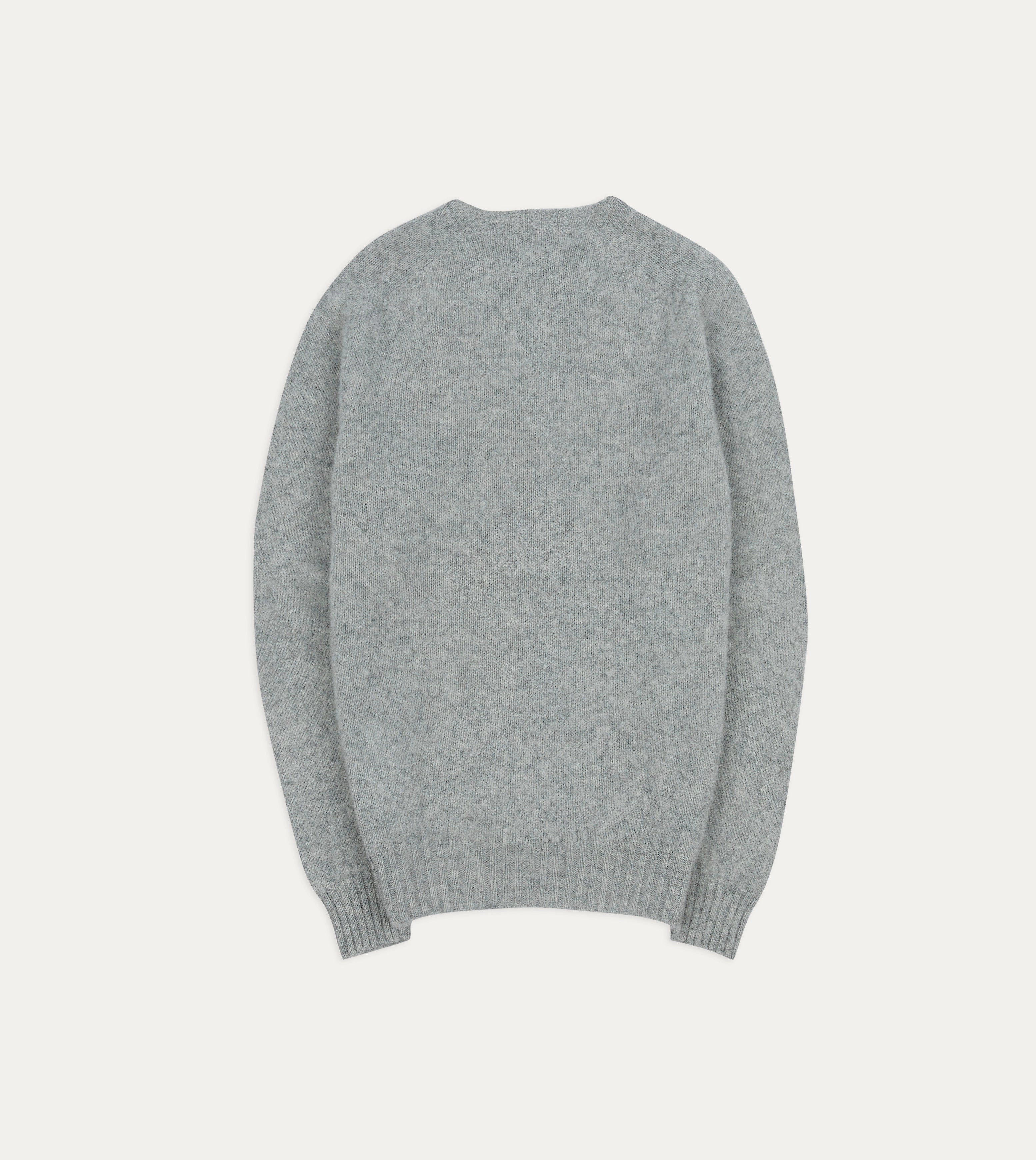 Light Grey Brushed Shetland Crew Neck Jumper Unisex Appeal Airflow Channel Weave
