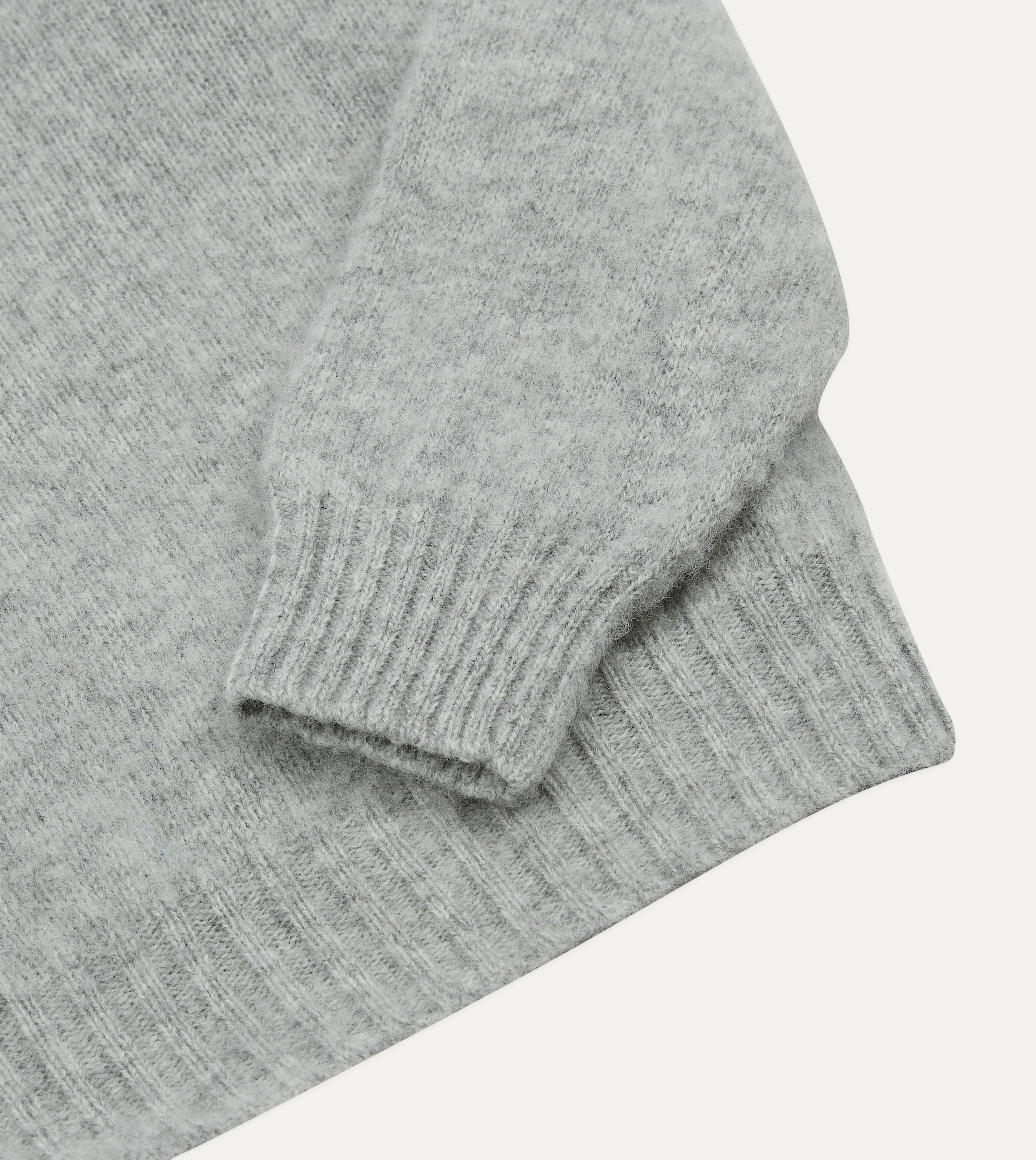 Light Grey Brushed Shetland Crew Neck Jumper Transitional Style