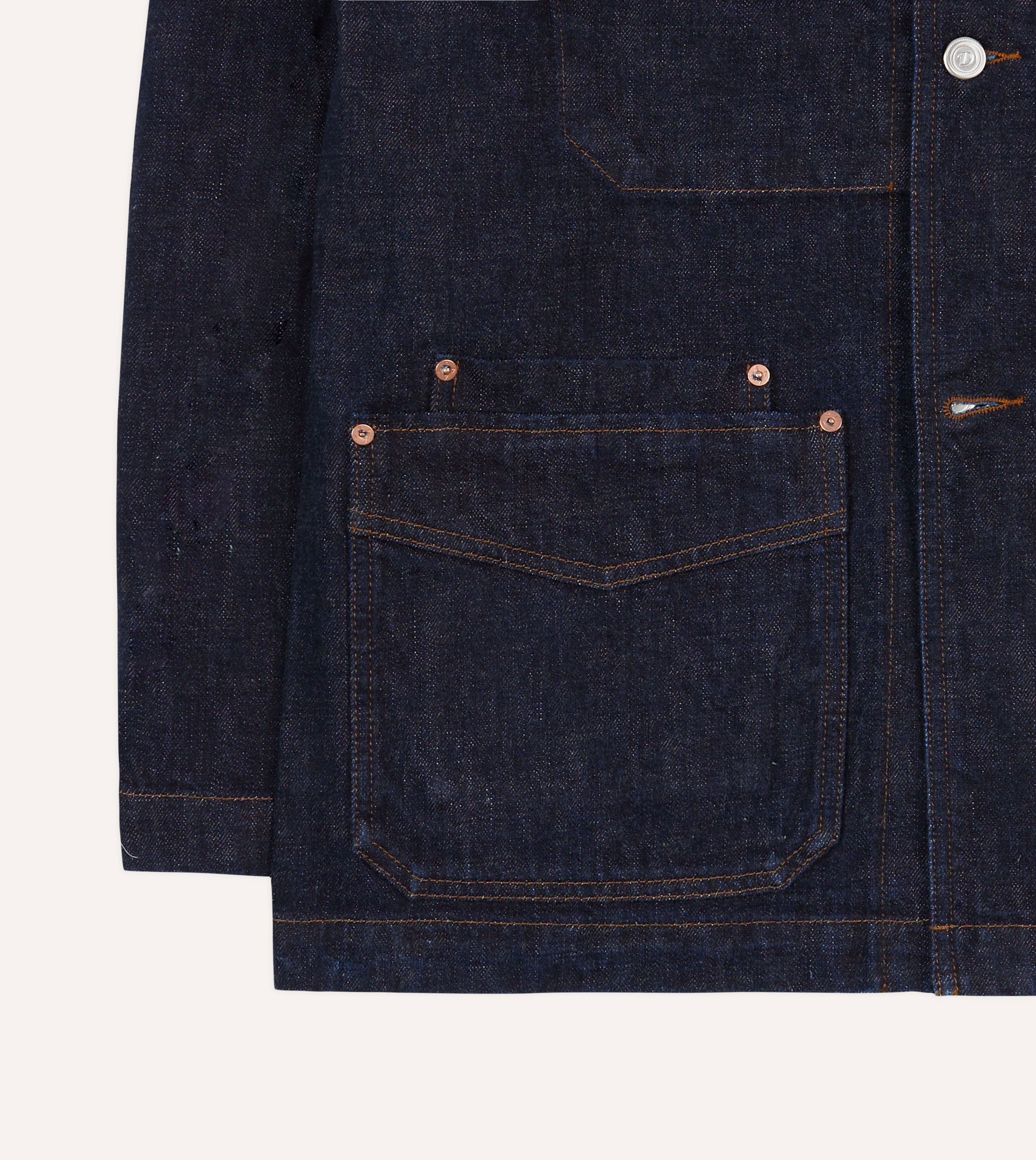 Indigo Rinse Denim Five-Pocket Chore Jacket Journal