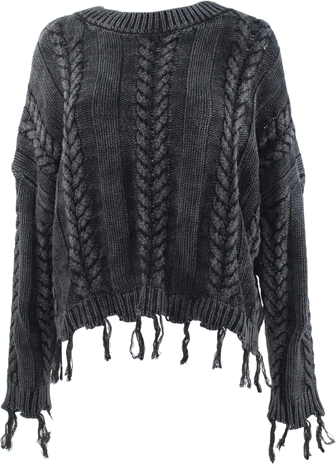 Easel Hyfve Cable Knit Sweater Charcoal/Medium/M
