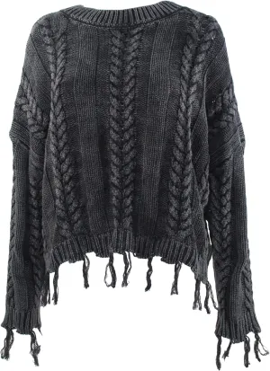 Easel Hyfve Cable Knit Sweater Charcoal/Medium/M