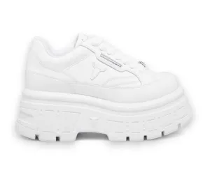 Long Step Windsorsmith White Chunky Leather Sneakers - Swerve