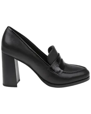 L'AGENCE Blanche Leather Heeled Loafer Penny Keeper