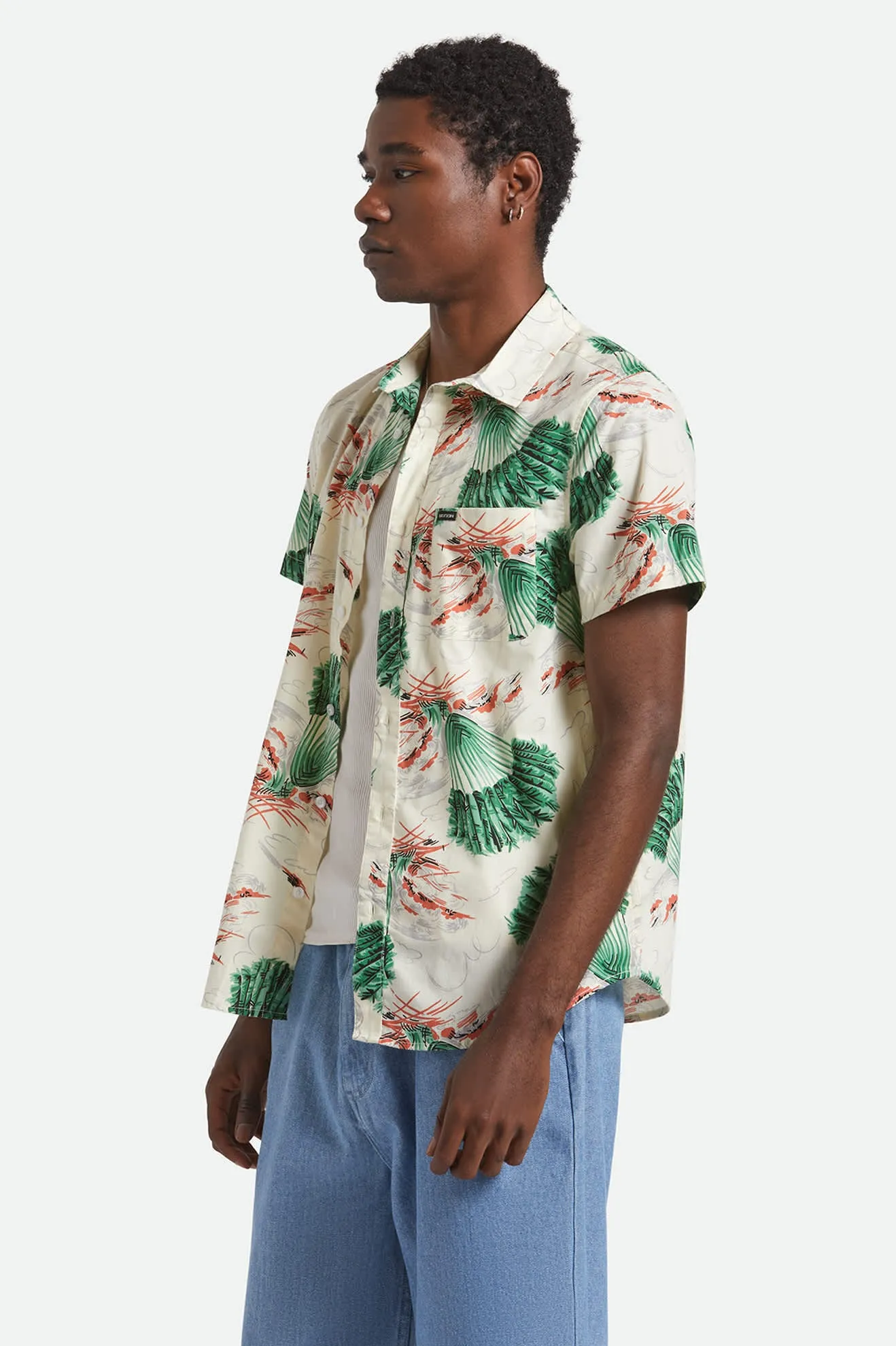 Summer Outfit Charter Print S/S Shirt - Vintage Palm Print