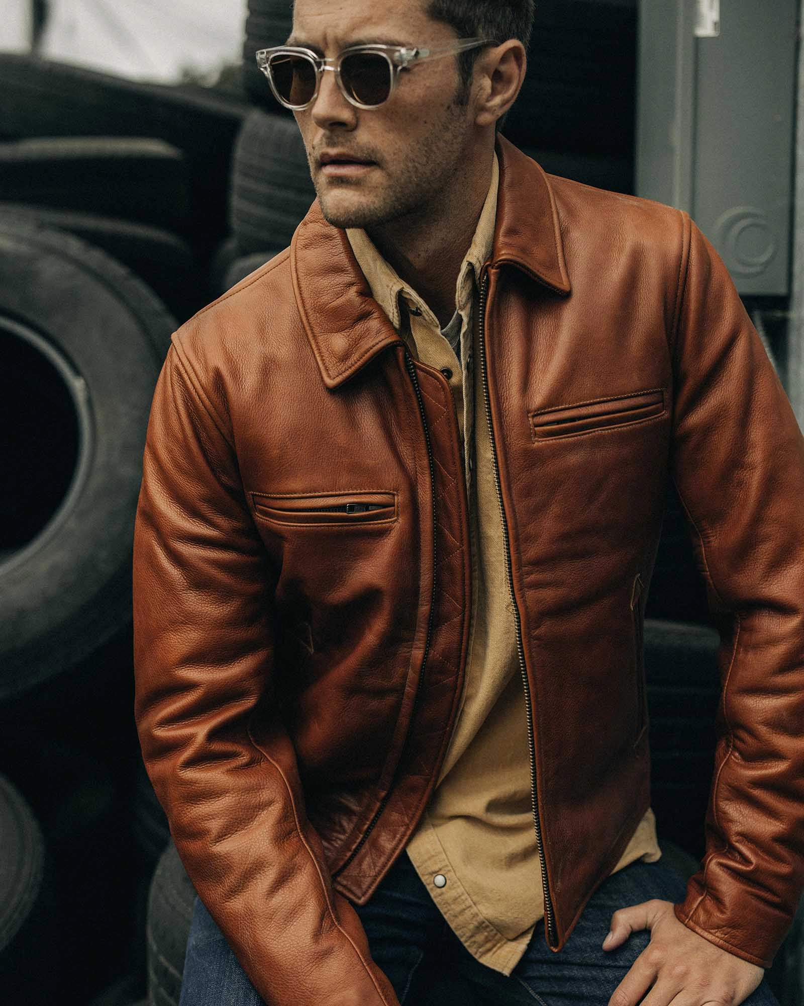 coastal The Moto Jacket in Whiskey Steerhide
