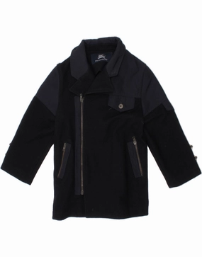 BURBERRY Boys Overcoat 4-5 Years Navy Blue Wool Nail-polish