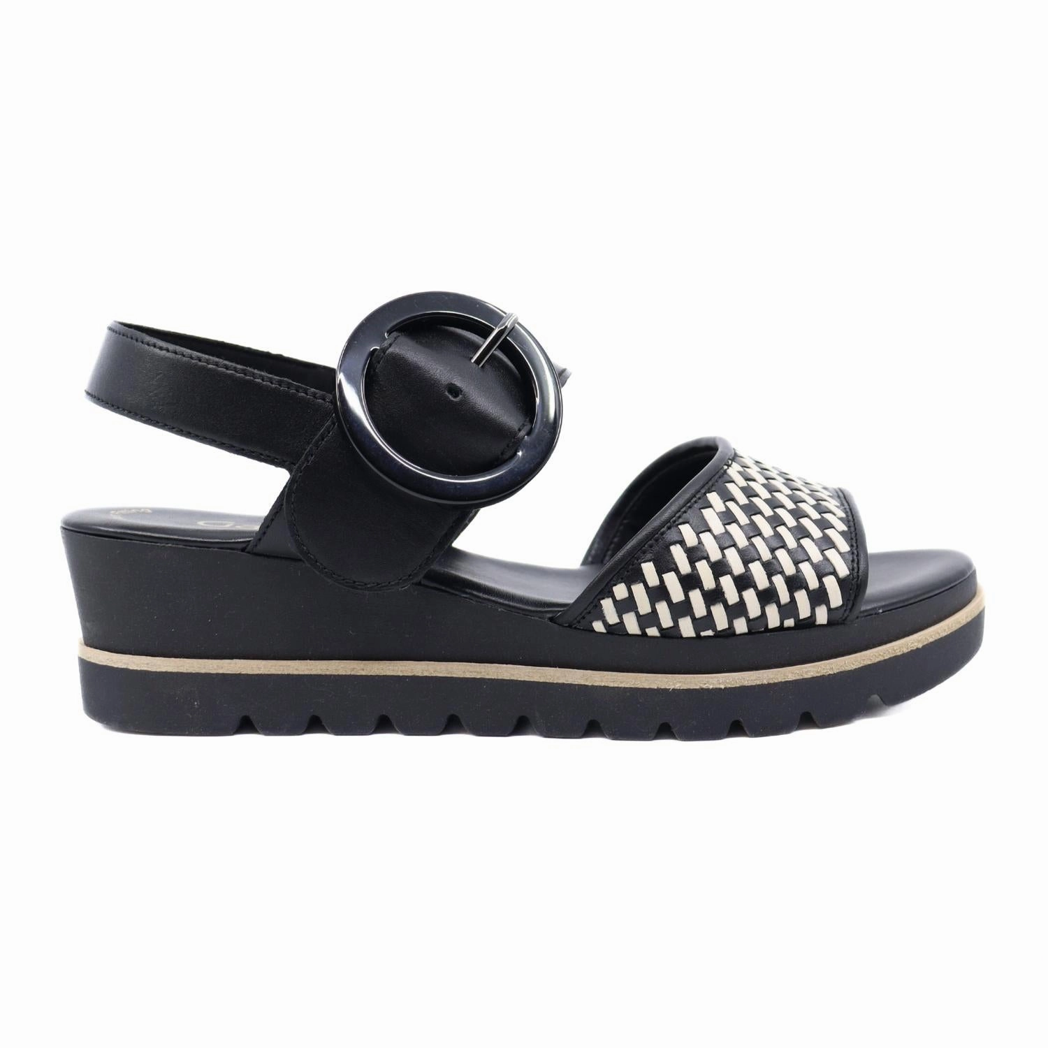 Women's Sandal Wedge Schwarz/panna In Black Cushioned Walk