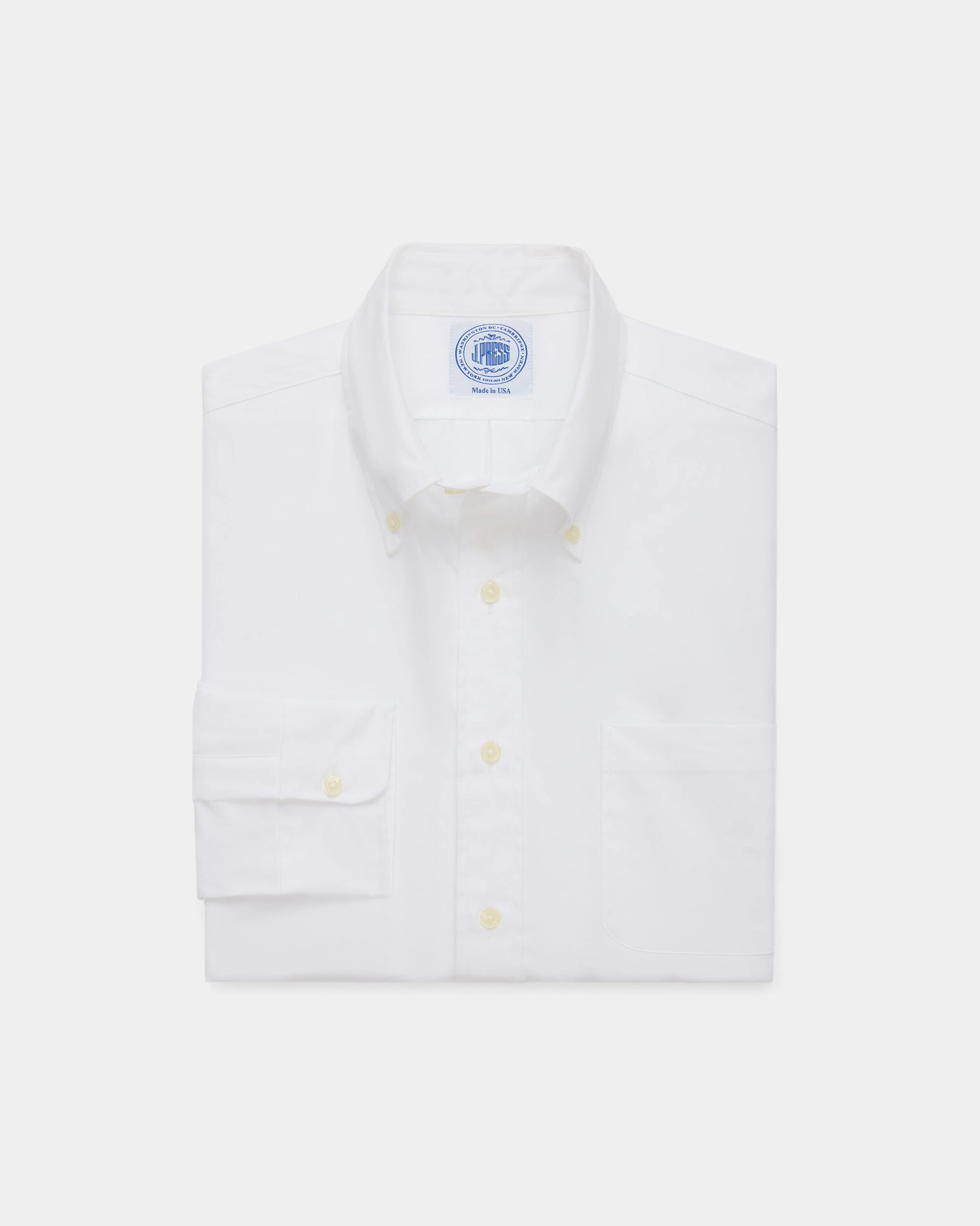 Made-in-USA White Pinpoint Oxford Button Down Shirt - Classic Fit Soft Material