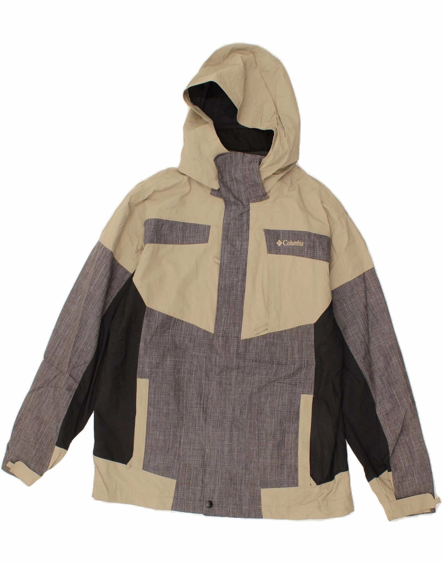 Commodity COLUMBIA Boys Interchange Rain Jacket 15-16 Years XL Grey Colourblock