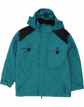 L.L.BEAN Boys Hooded Windbreaker Jacket 14-15 Years Large Blue Polyester Laser Cut Perforations