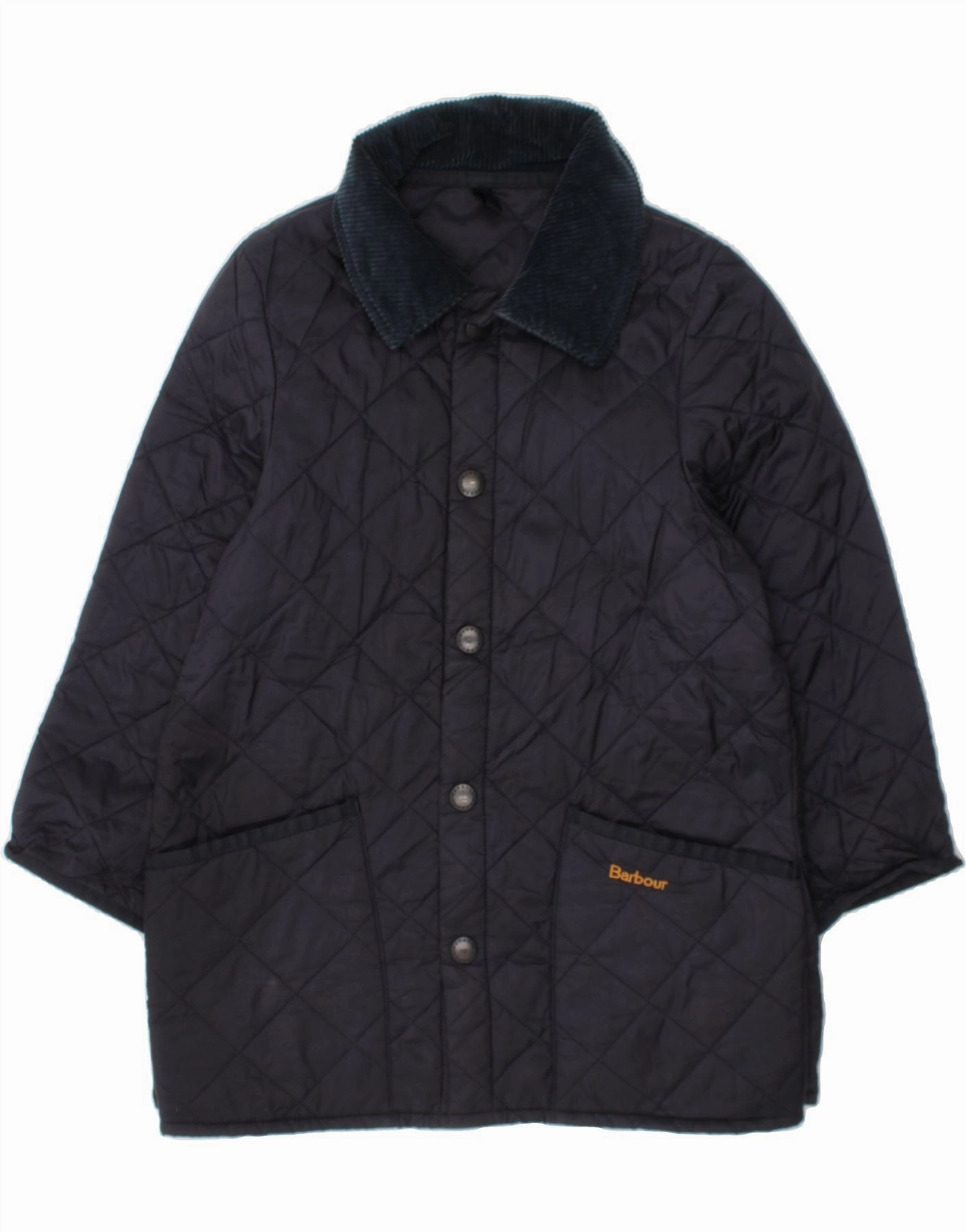 Brown BARBOUR Boys Quilted Jacket 8-9 Years Small  Navy Blue Polyamide