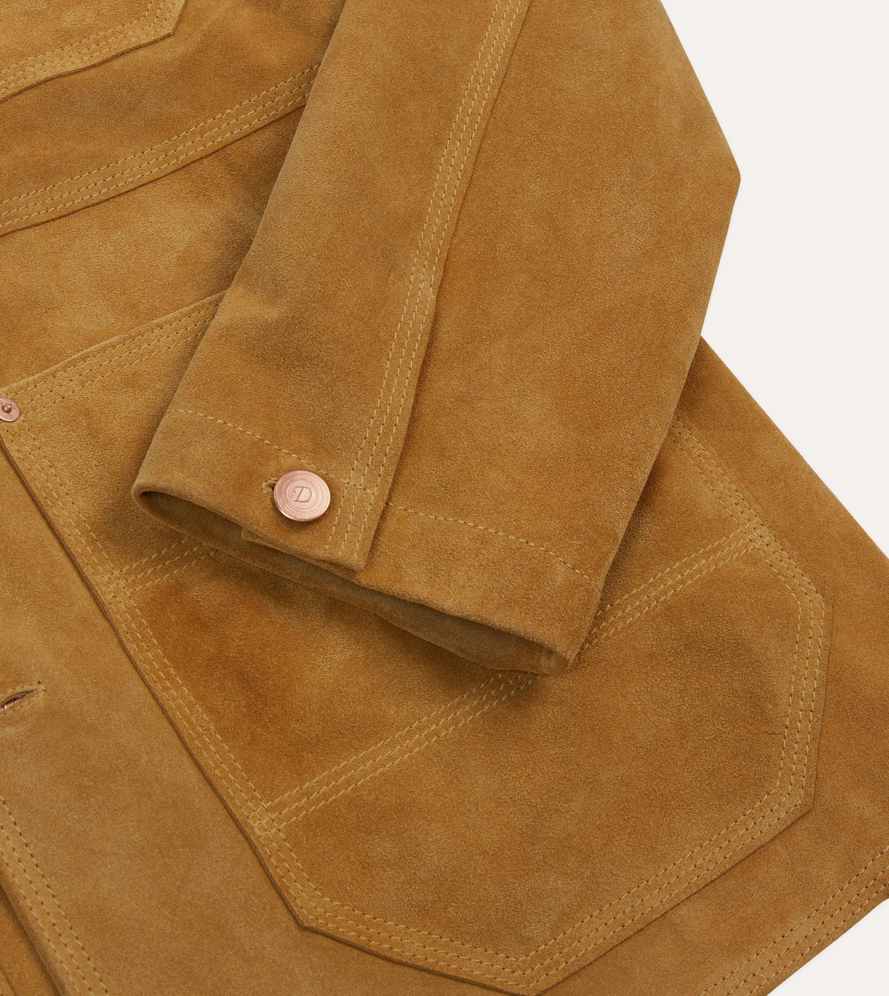 Sand Suede Welder Jacket snap closure