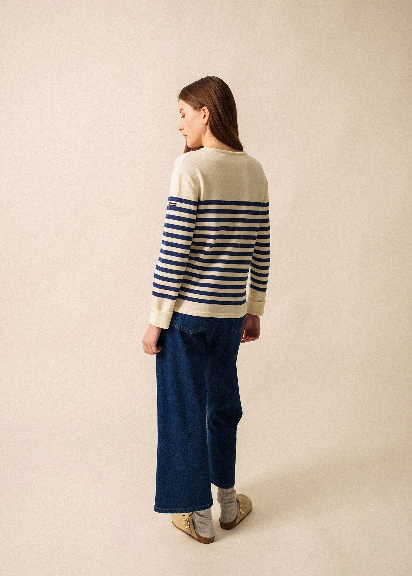 Chilly Days ECRINS - Striped Sweater in Soft Wool for Women (IVORY / DENIM BLUE)