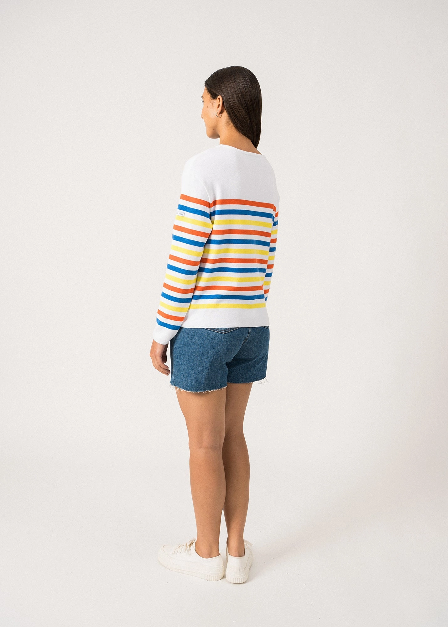 Casual Layer ECRINS COTTON - Tricolor Striped Sweater in Coton for Women  (CAP GRAPHIC)