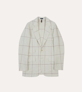 Sleek Tailored Well-Fitted Look Ecru and Red Windowpane Check Games Blazer Mk. IV