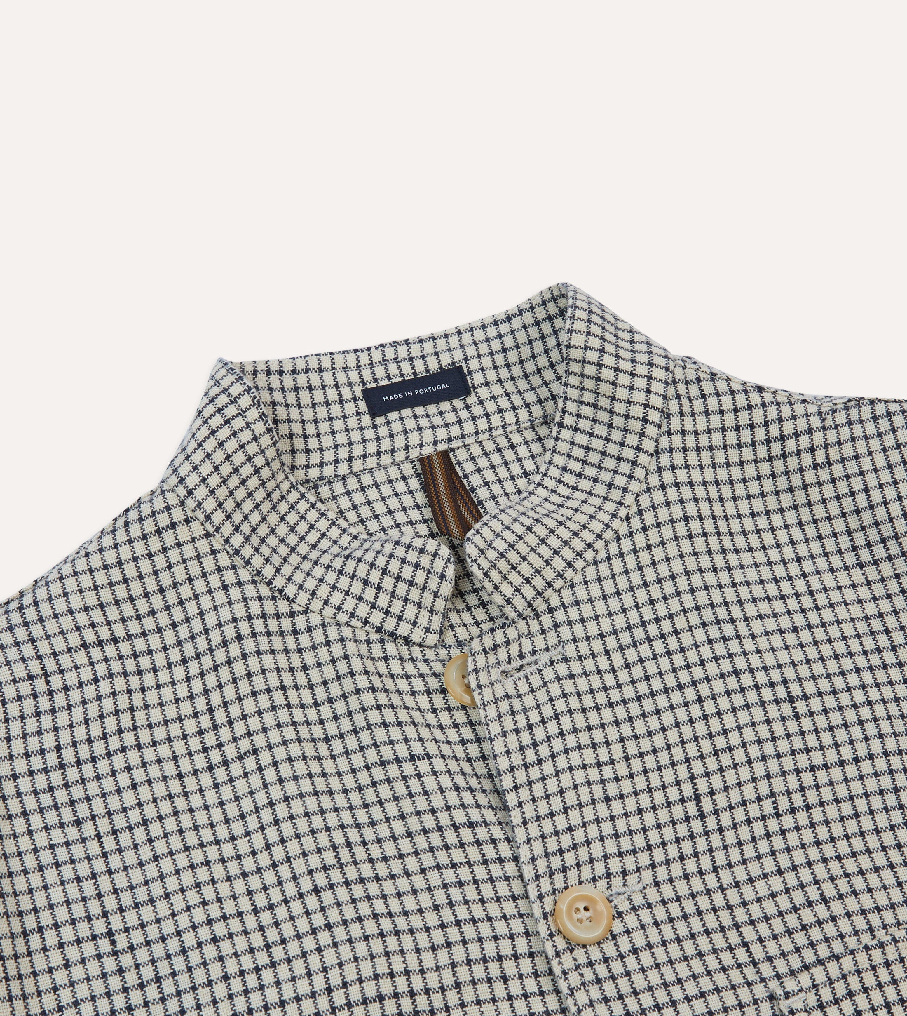 Ecru Check Linen Forestiere Jacket Comfortable-fit