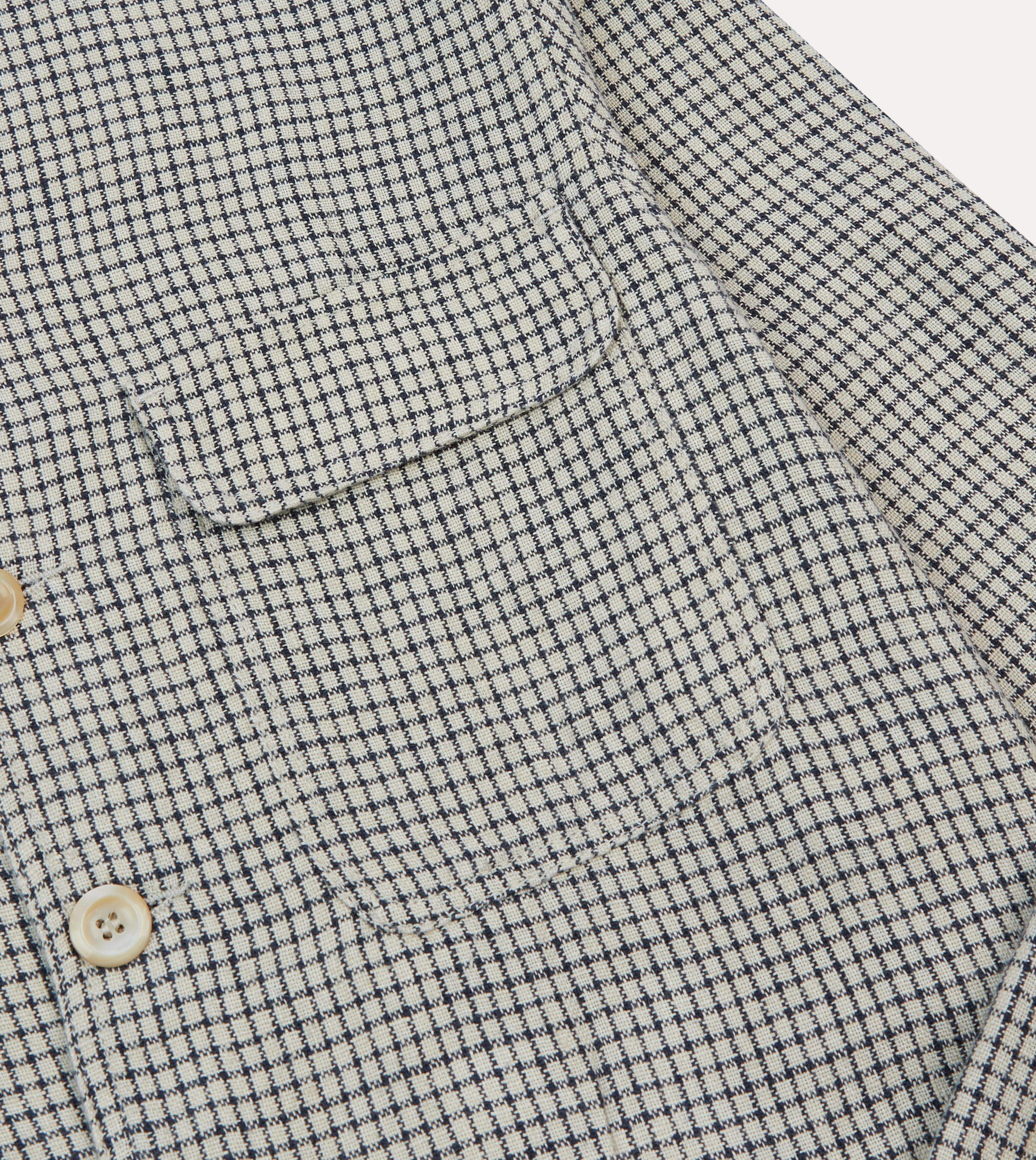 Ecru Check Linen Forestiere Jacket HighCollar Design