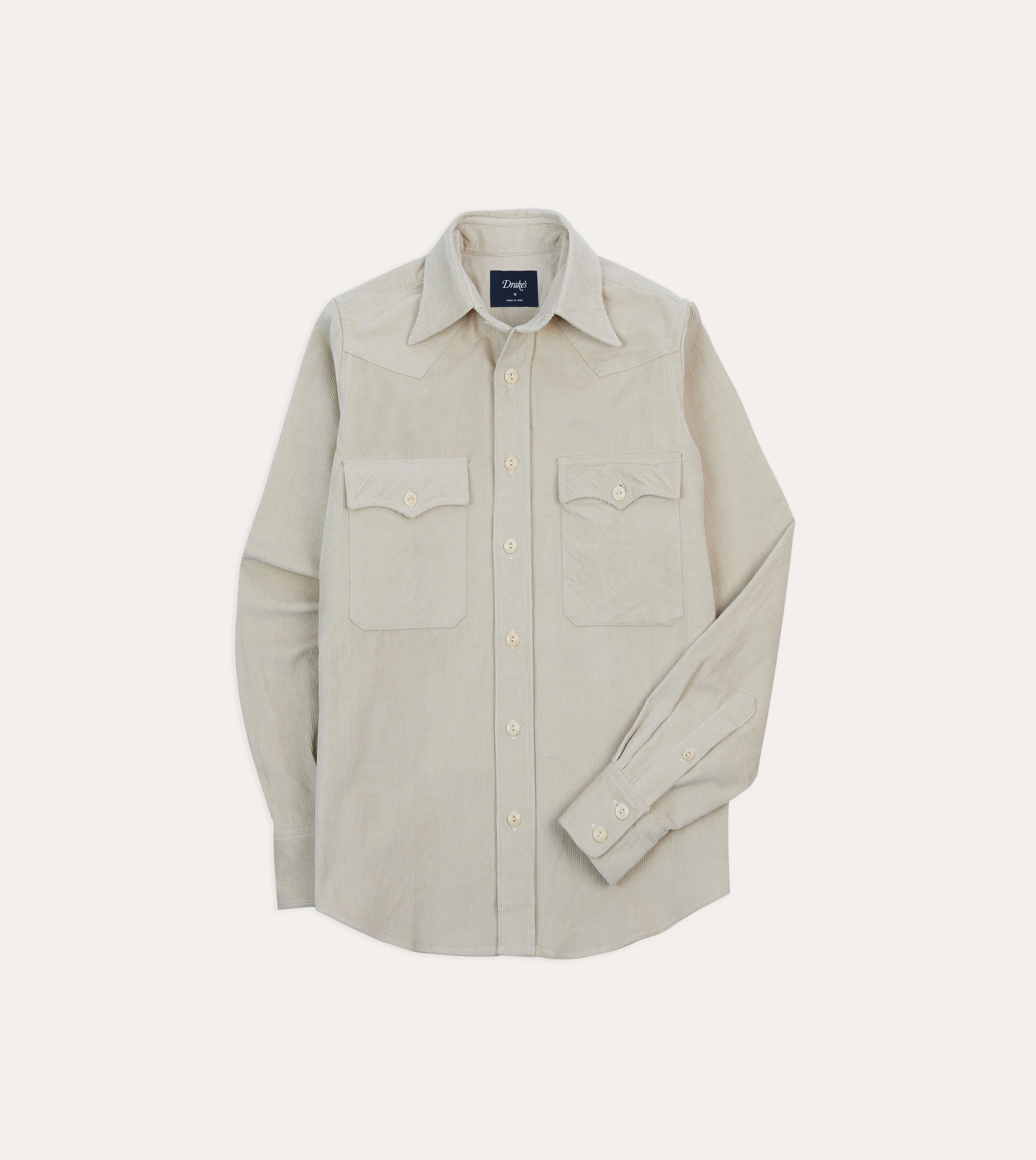 Job Interview Ecru Corduroy Two-Pocket Western Shirt
