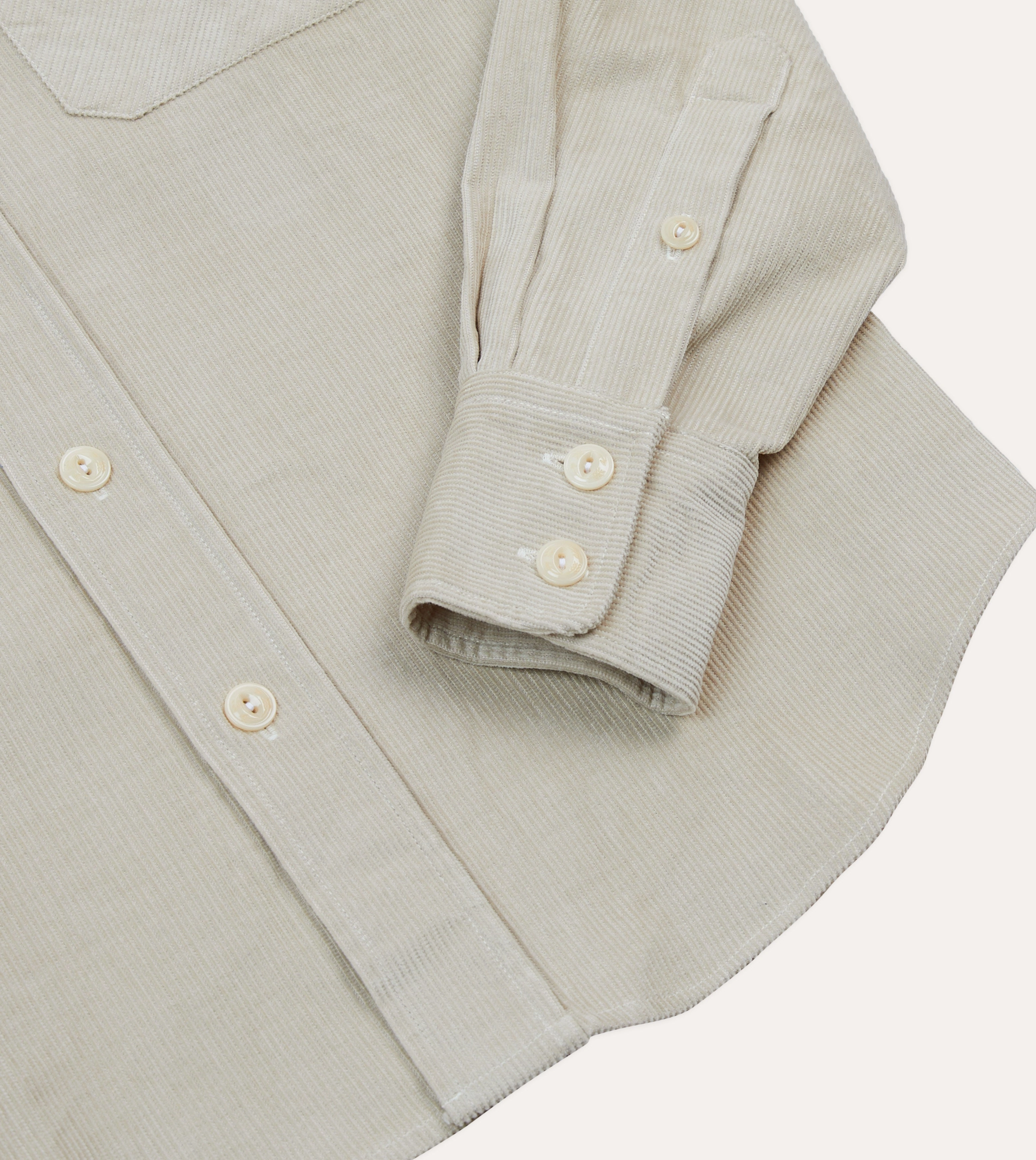 Casual Elegance Ecru Corduroy Two-Pocket Western Shirt