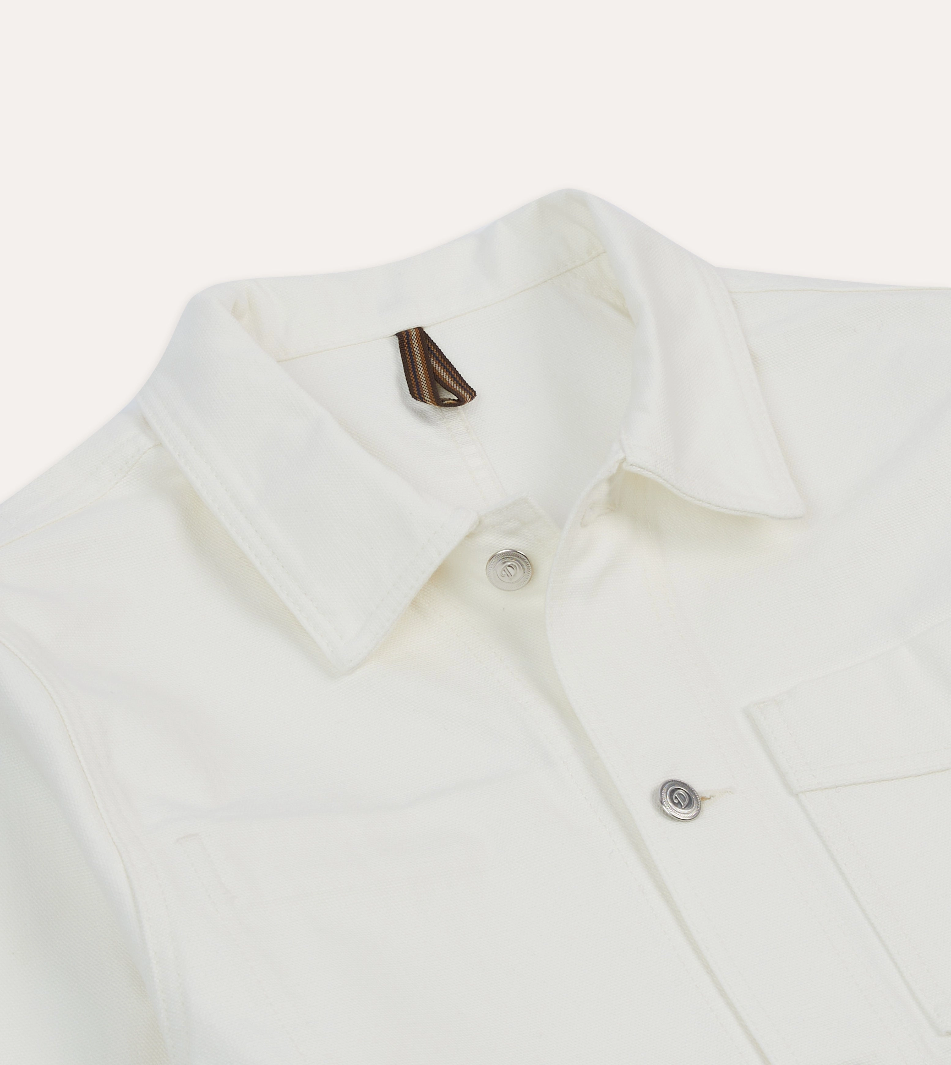 Ecru Cotton Canvas Work Jacket Smart Casual suitable for day wear