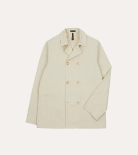 Roll Trust Ecru Cotton Double-Breasted Chore Coat