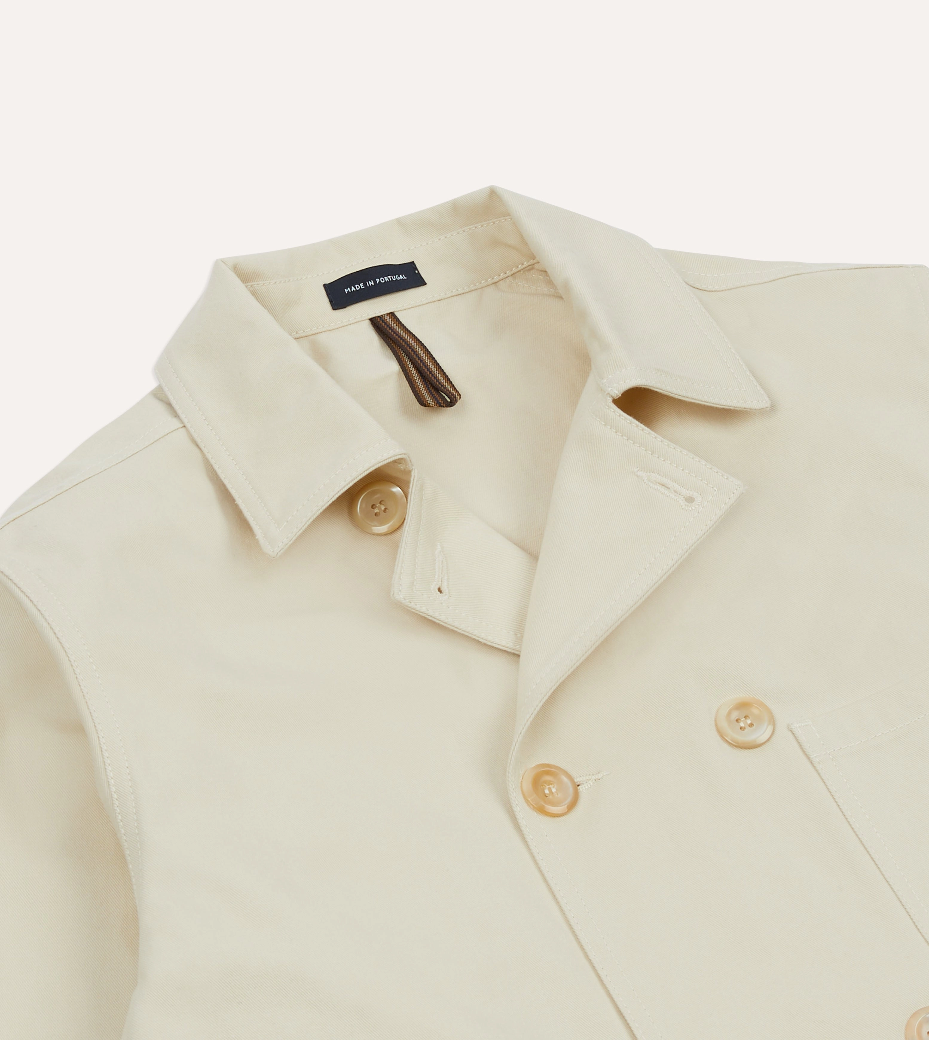 Instance suitable for night wear Ecru Cotton Double-Breasted Chore Coat