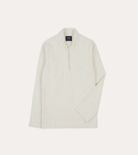 Trendsetting Cultural Inspired Ecru Cotton Twill Smock