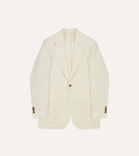 Custom Tailored Chic Layers Ecru Irish Linen Tailored Jacket