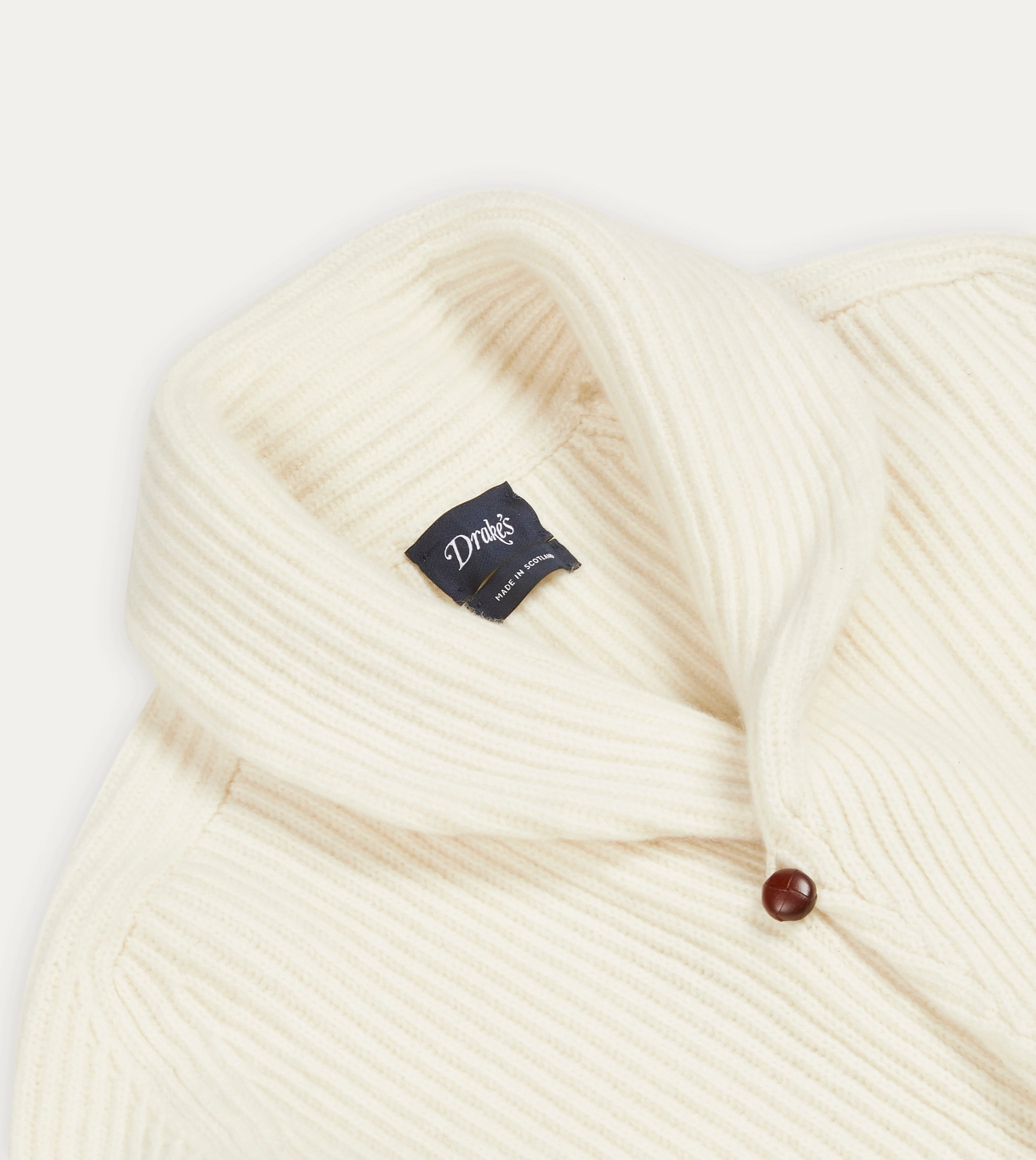 Ecru Lambswool Shawl Collar Cardigan hypoallergenic material Minimal Style