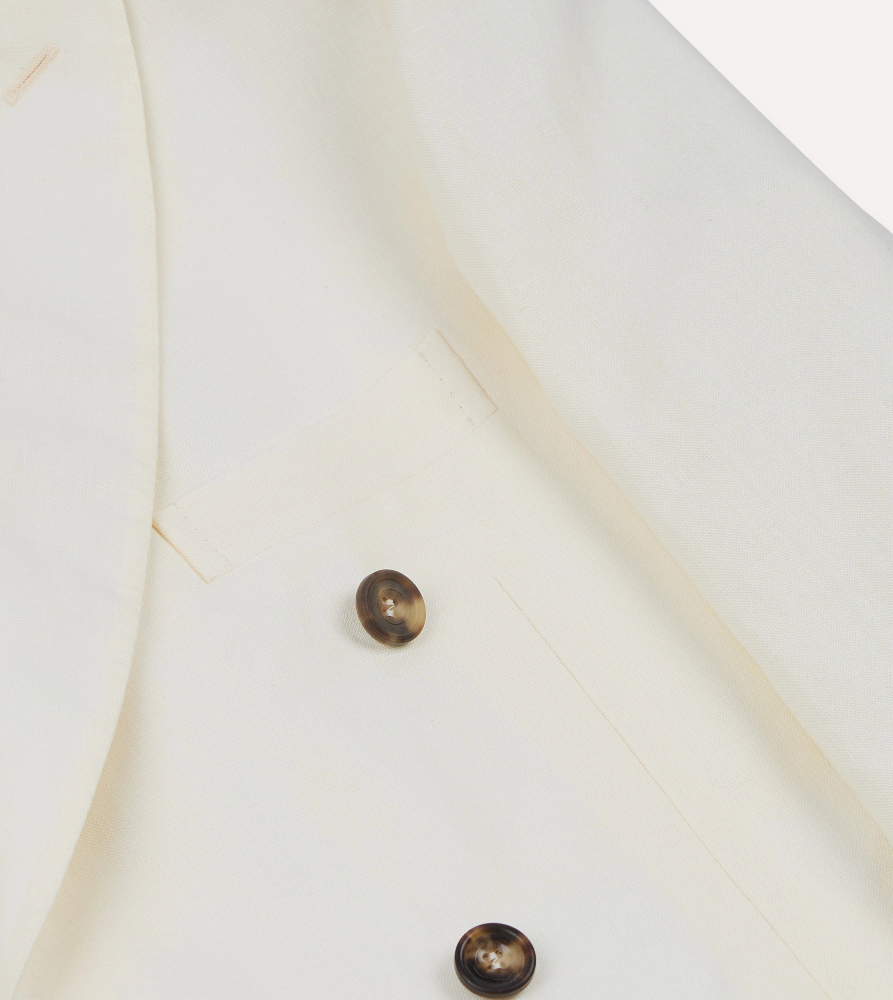 Ecru Linen Double-Breasted Tailored Jacket Smart Style