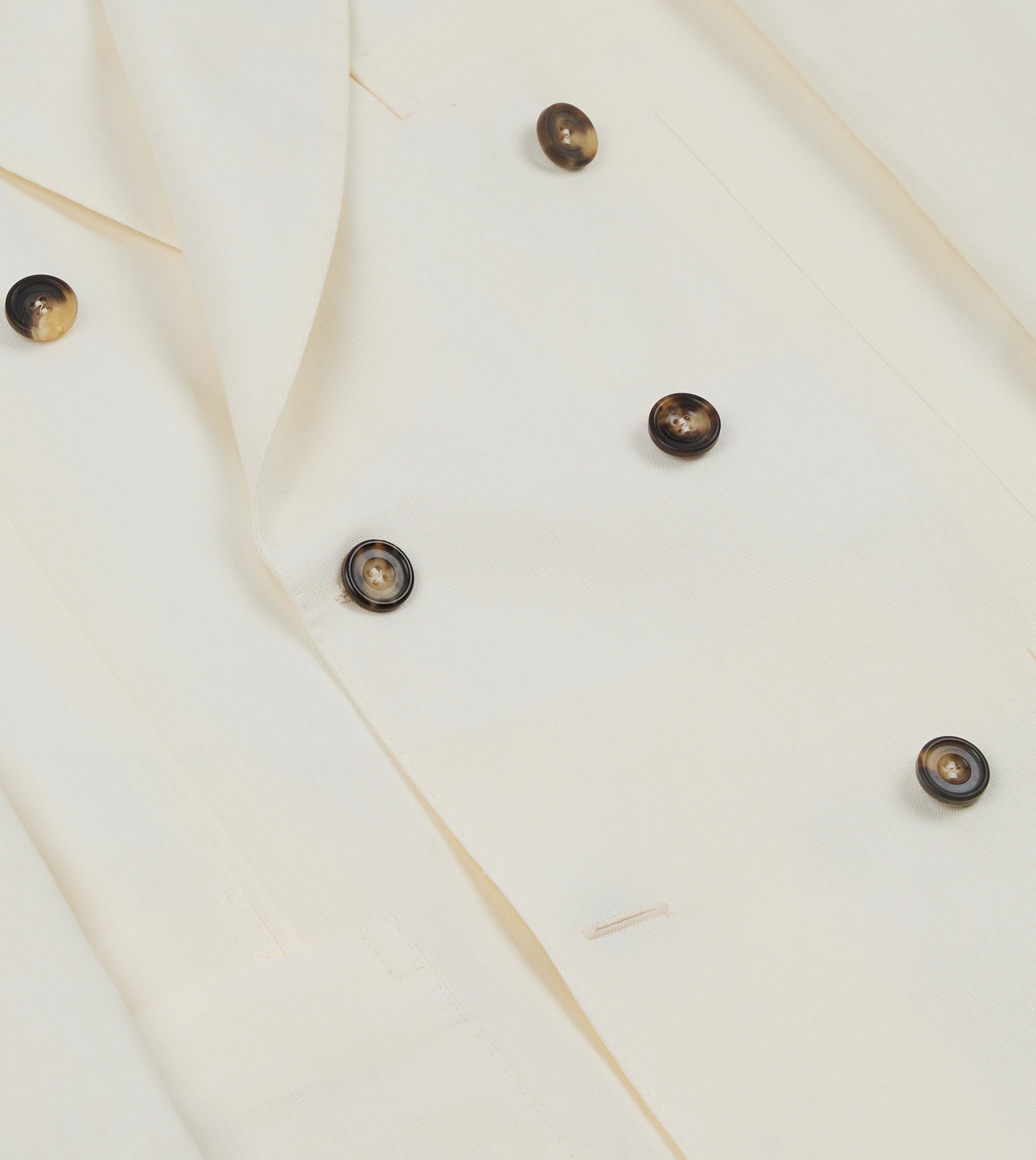 Relaxed Layer Chilly Day Fit Ecru Linen Double-Breasted Tailored Jacket