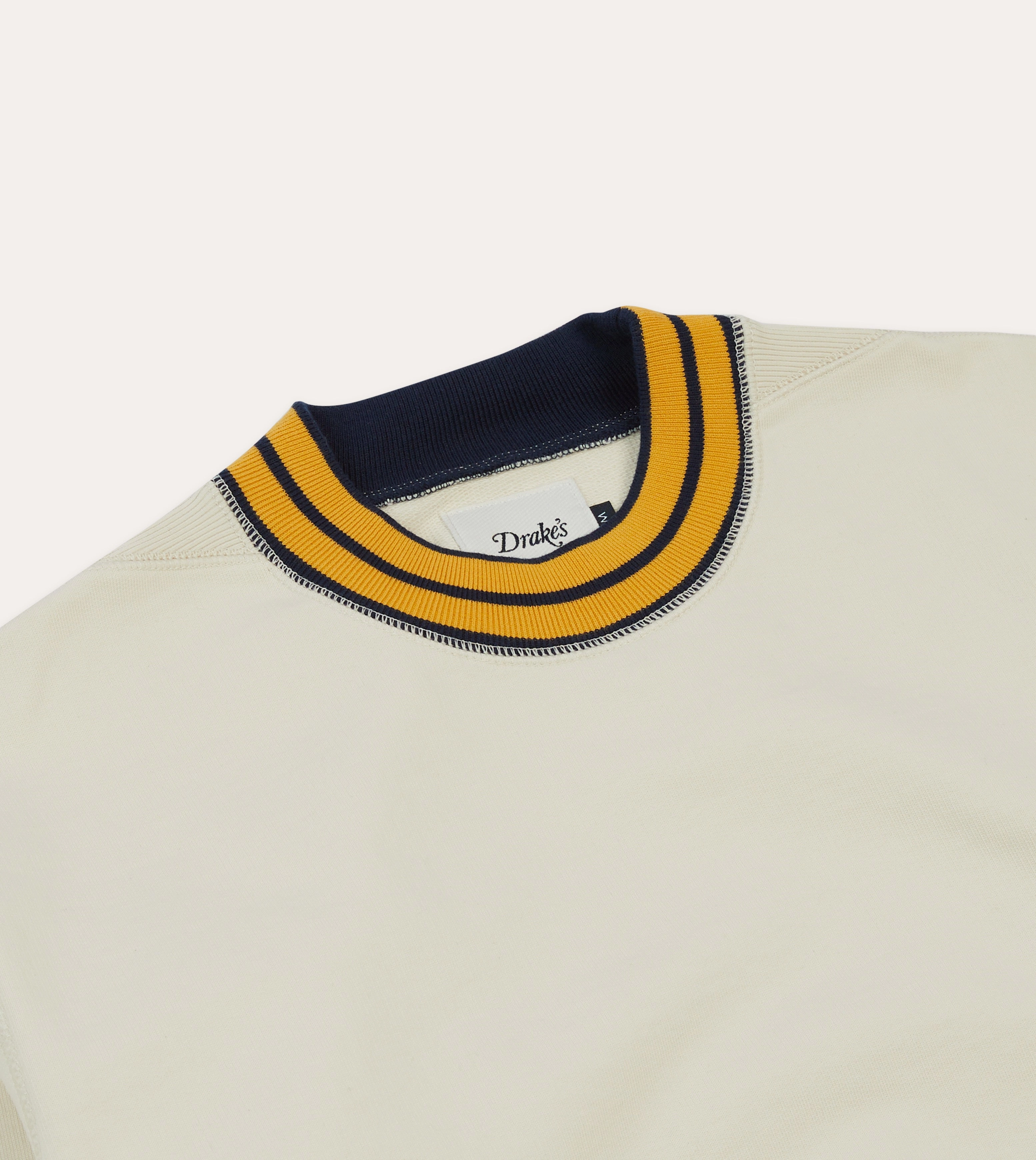 Ecru, Navy and Yellow Striped Rib Cotton Jersey Sweatshirt Cold Day Wear