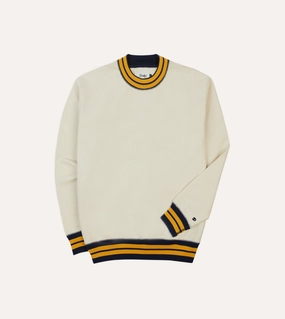 Daily Active Ecru, Navy and Yellow Striped Rib Cotton Jersey Sweatshirt