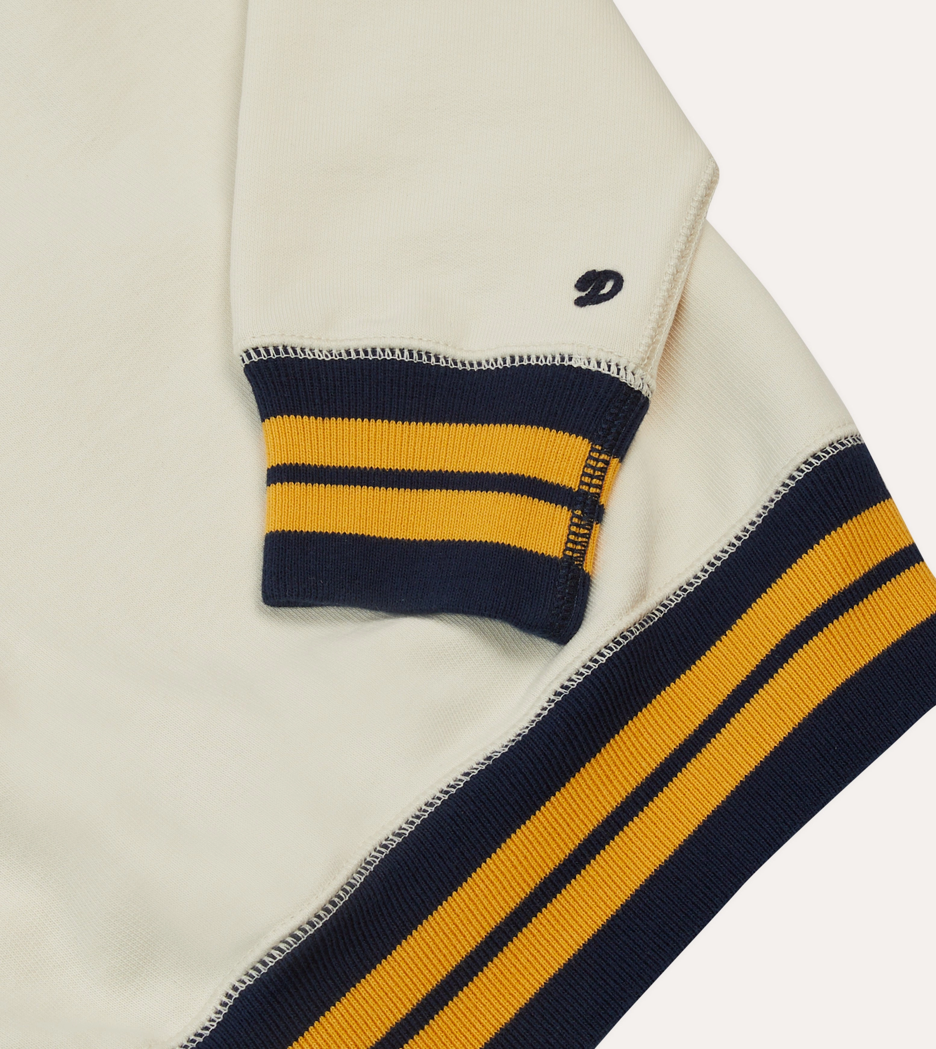 Ecru, Navy and Yellow Striped Rib Cotton Jersey Sweatshirt Essential Clothing Casual Outerwear