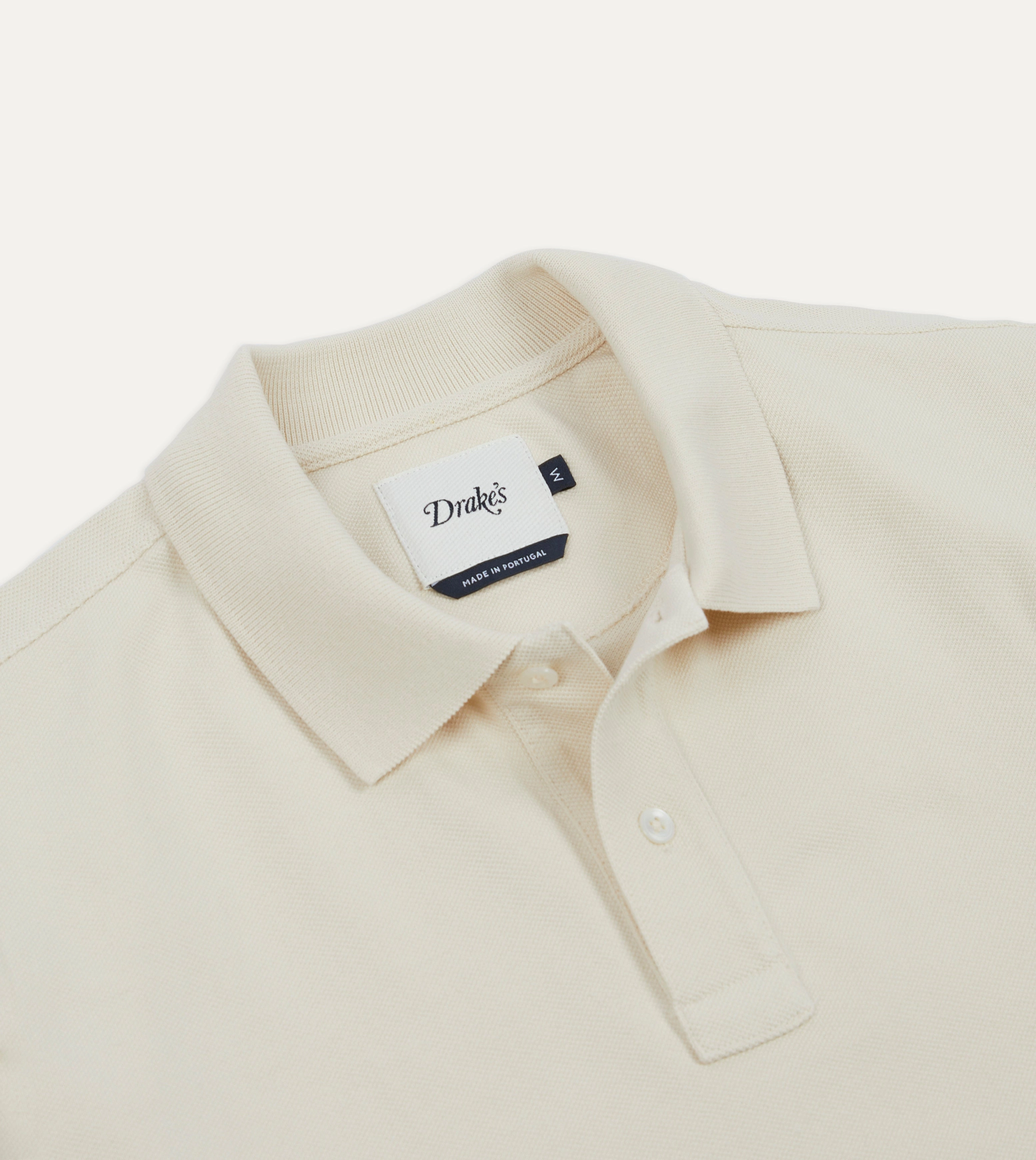 Affordable Ecru Pique Cotton Long-Sleeve Polo Shirt