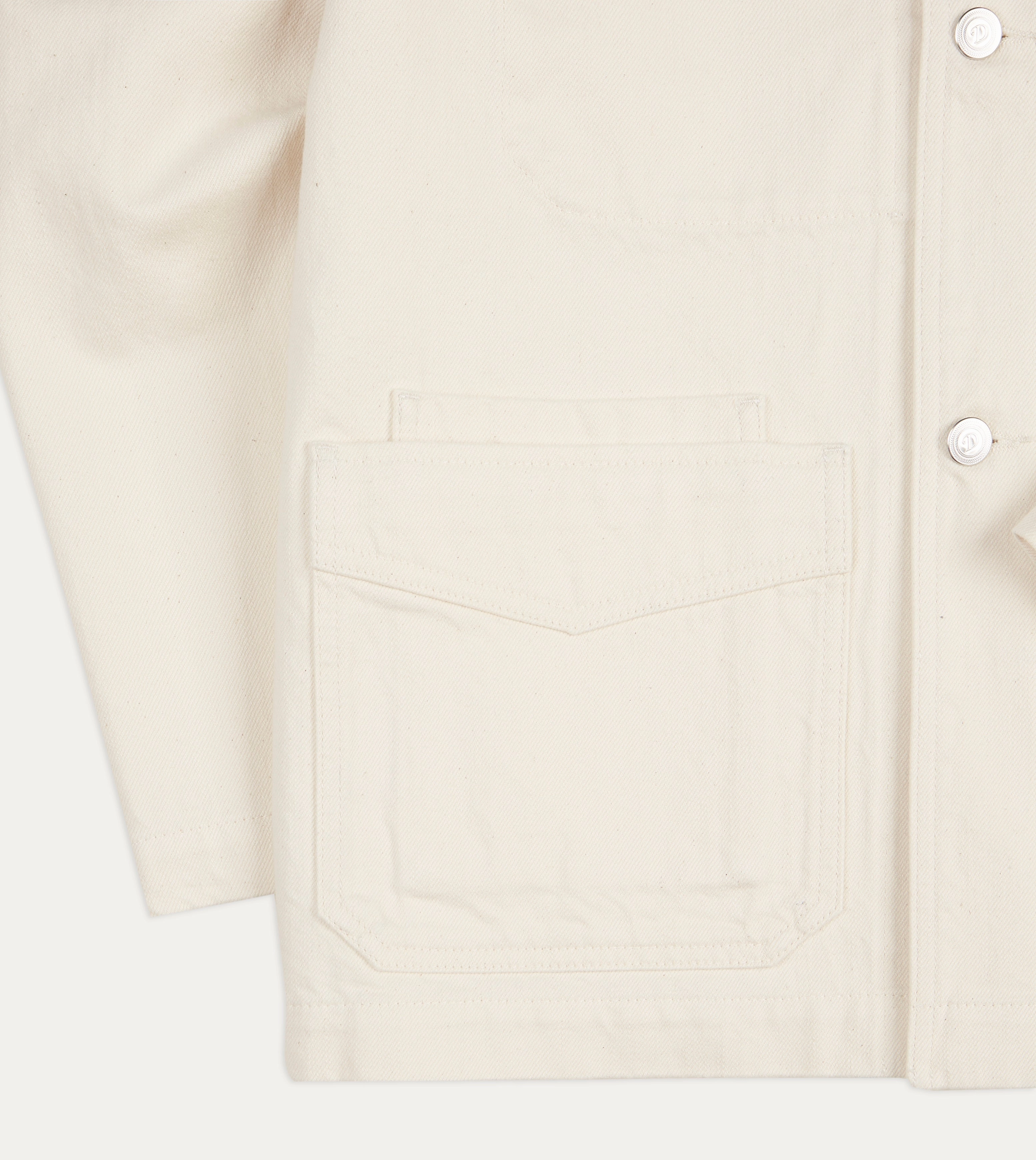 Ecru Selvedge Denim Five-Pocket Chore Jacket Labor FlexibleMovement