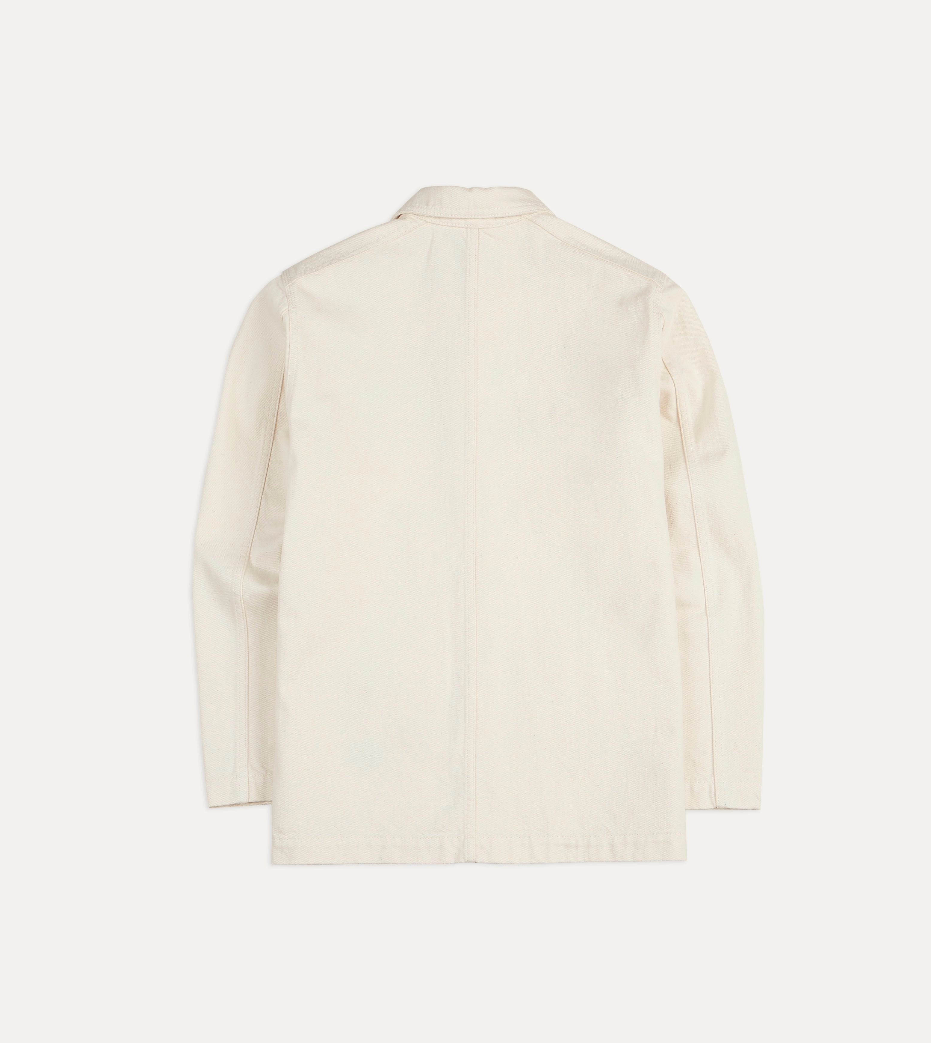 Minimal Gear Drop Hem Ecru Selvedge Denim Five-Pocket Chore Jacket