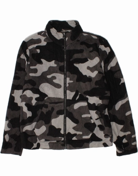 EDDIE BAUER Boys Fleece Jacket 10-11 Years Medium  Grey Camouflage Army Adult