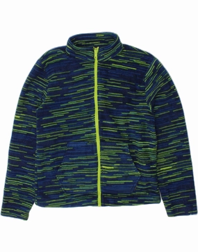 EDDIE BAUER Boys Fleece Jacket 10-11 Years Medium  Navy Blue Striped Outdoor Ease