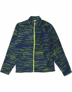 EDDIE BAUER Boys Fleece Jacket 14-15 Years Large  Navy Blue Striped Outdoor Explorer