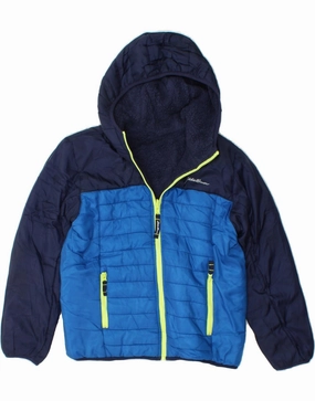 kids Suggestion EDDIE BAUER Boys Hooded Padded Jacket 10-11 Years Blue Colourblock