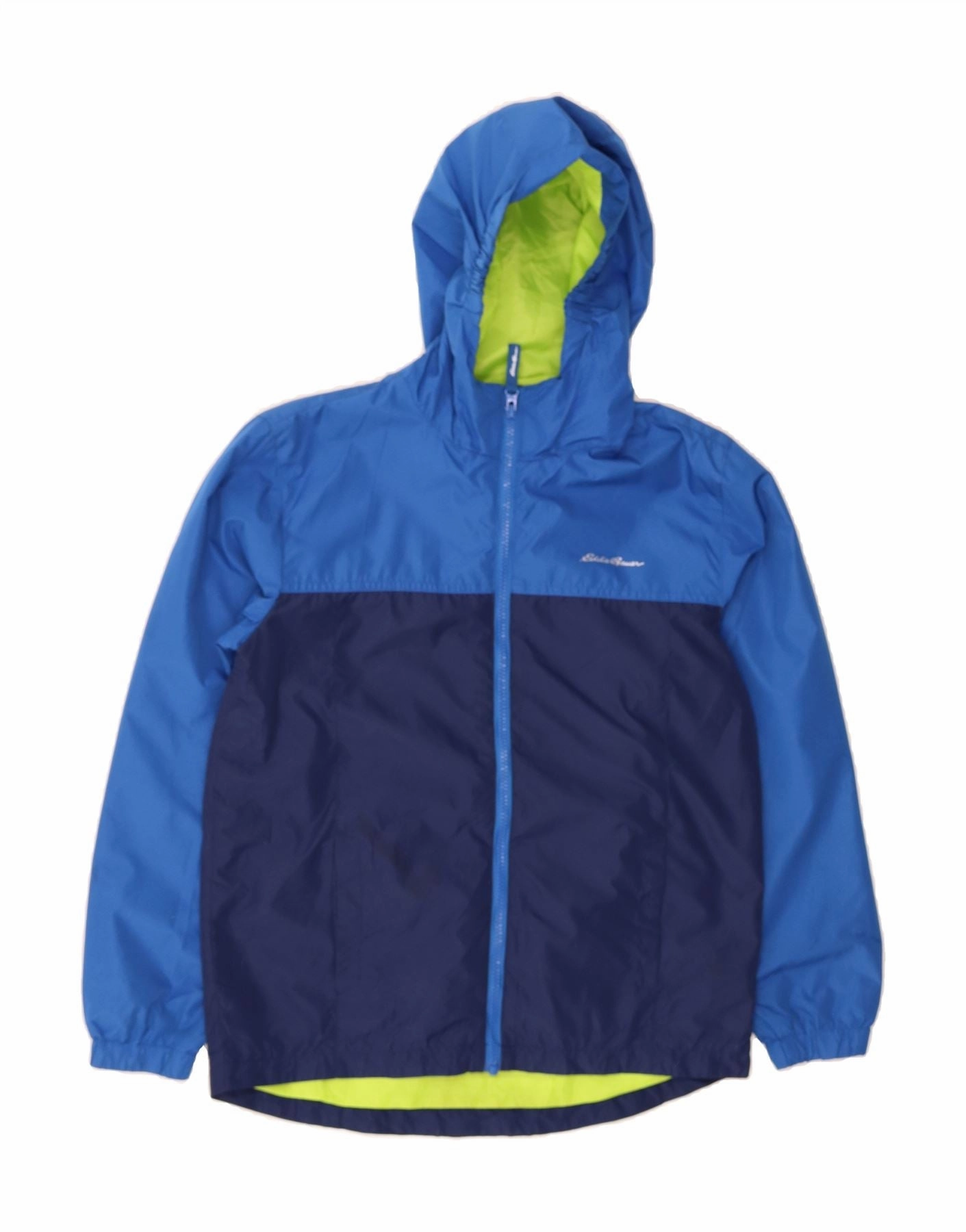 hiker Primaloft Insulation EDDIE BAUER Boys Hooded Rain Jacket 14-15 Years Large  Blue Colourblock