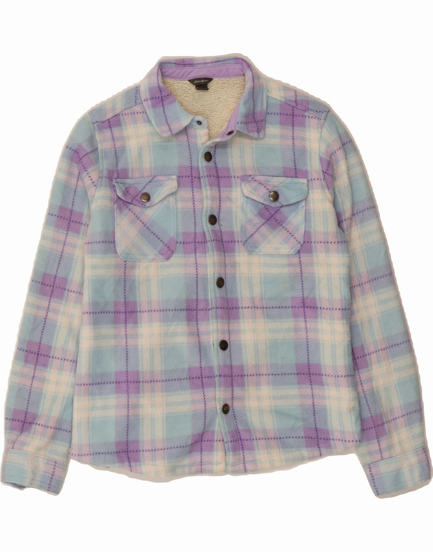 Smart Casual Casual Street EDDIE BAUER Boys Sherpa Jacket 14-15 Years Purple Check Polyester