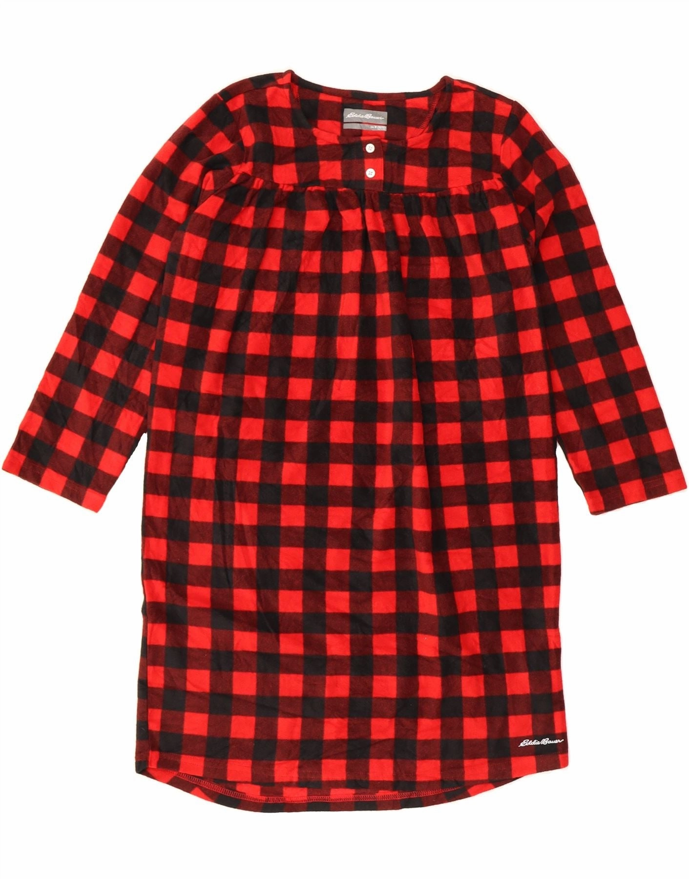 EDDIE BAUER Girls Long Sleeve Sheath Dress 10-11 Years Medium Red Check Relaxed Finish Pleated design