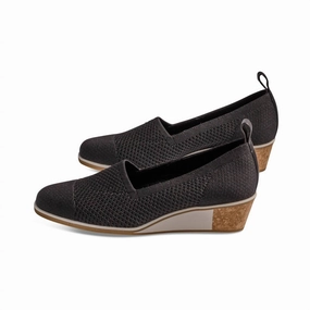 Women's Galen Wedges In Black Stretch Knit Stacked Outfit All Ground