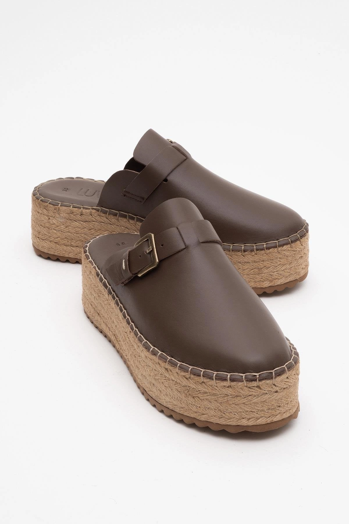 Pastel Base Novas Leather Platform Espadrille Mule