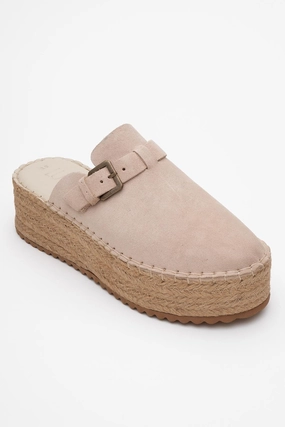 Fashion Forward Novas Leather Platform Espadrille Mule