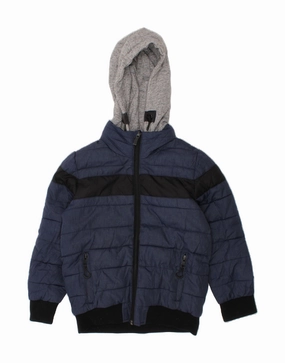DKNY Boys Hooded Padded Jacket 5-6 Years Navy Blue Colourblock Polyamide solo travel