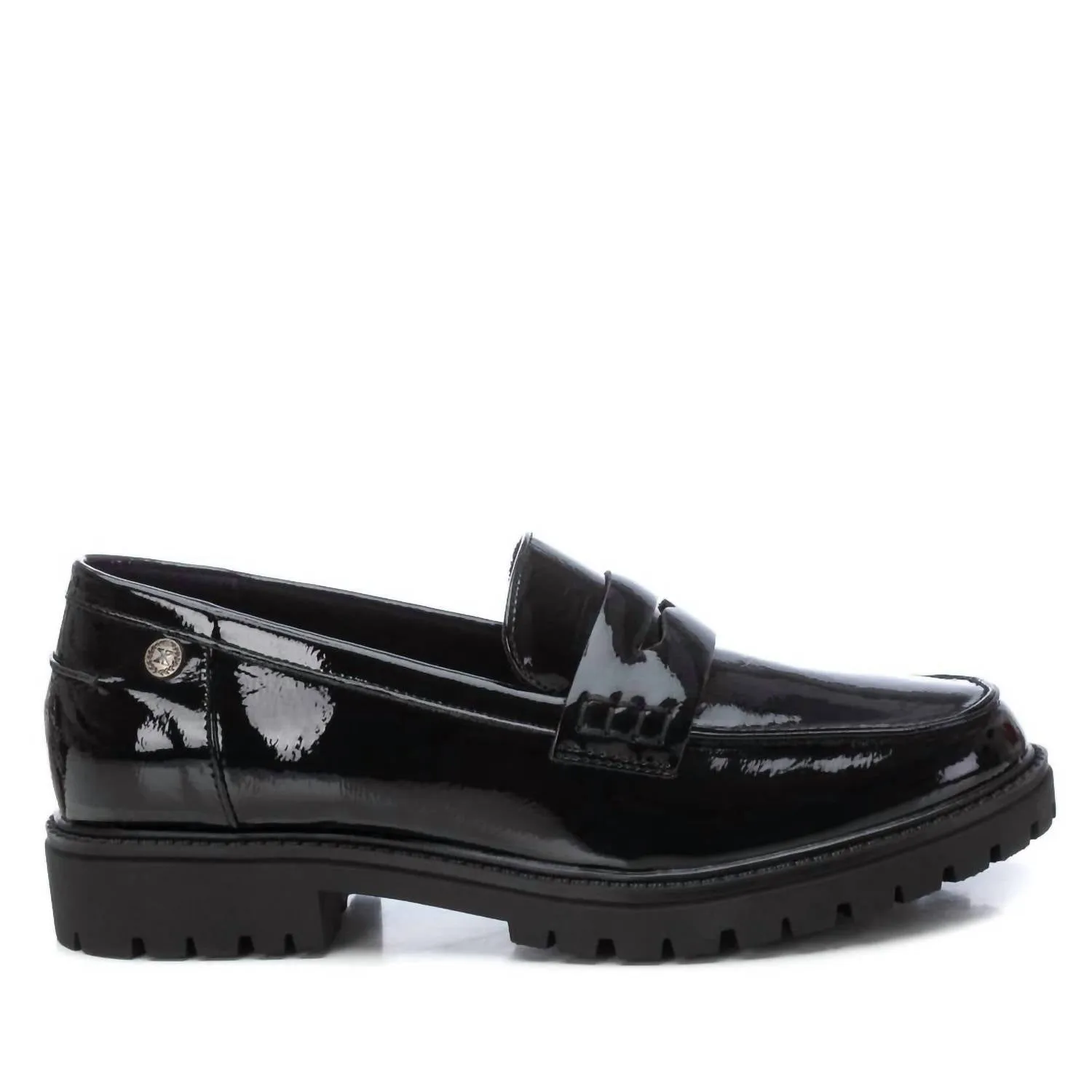 Ground Safe Women's Casual Patent Leather Moccasin Shoes In Black